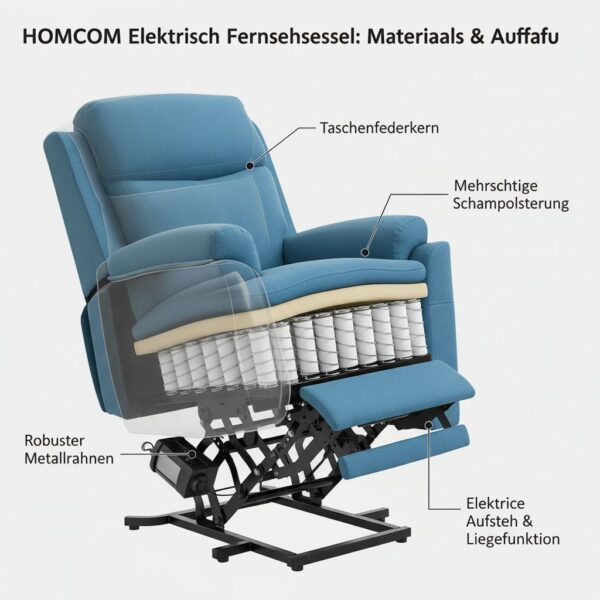 HOMCOM Fernsehsessel mit Aufstehhilfe Elektrisch Relaxsessel mit Liegefunktion