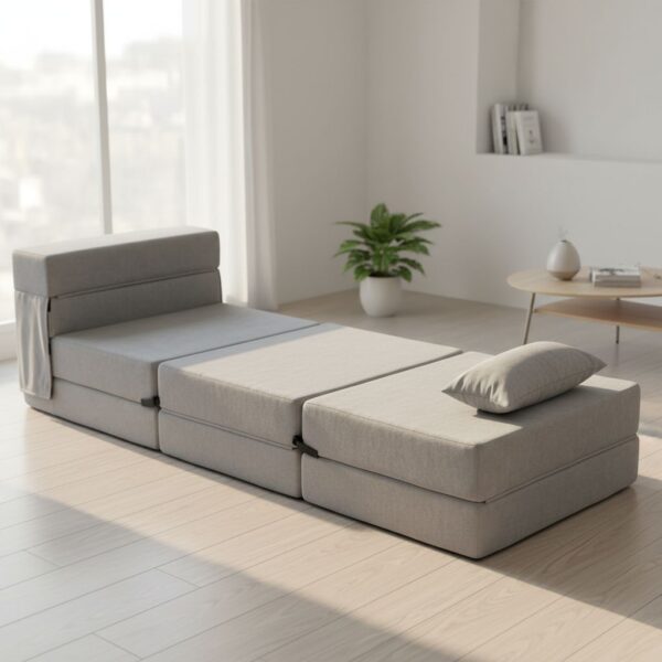 HOMCOM 3 In 1 Schlafsessel Klappbar Schlafsofa Mit Bettfunktion Verstellbarer Rückenlehne Kissen Gästebett In Flanelloptik Klappsessel Für Wohnzimmer Schlafzimmer 80 X 80 X 64 Cm Hellgrau