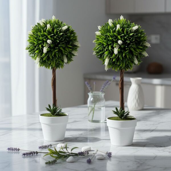 HOMCOM Künstliche Lavendel 2er-Set groß 60 cm Kunstpflanze mit UV Schutz