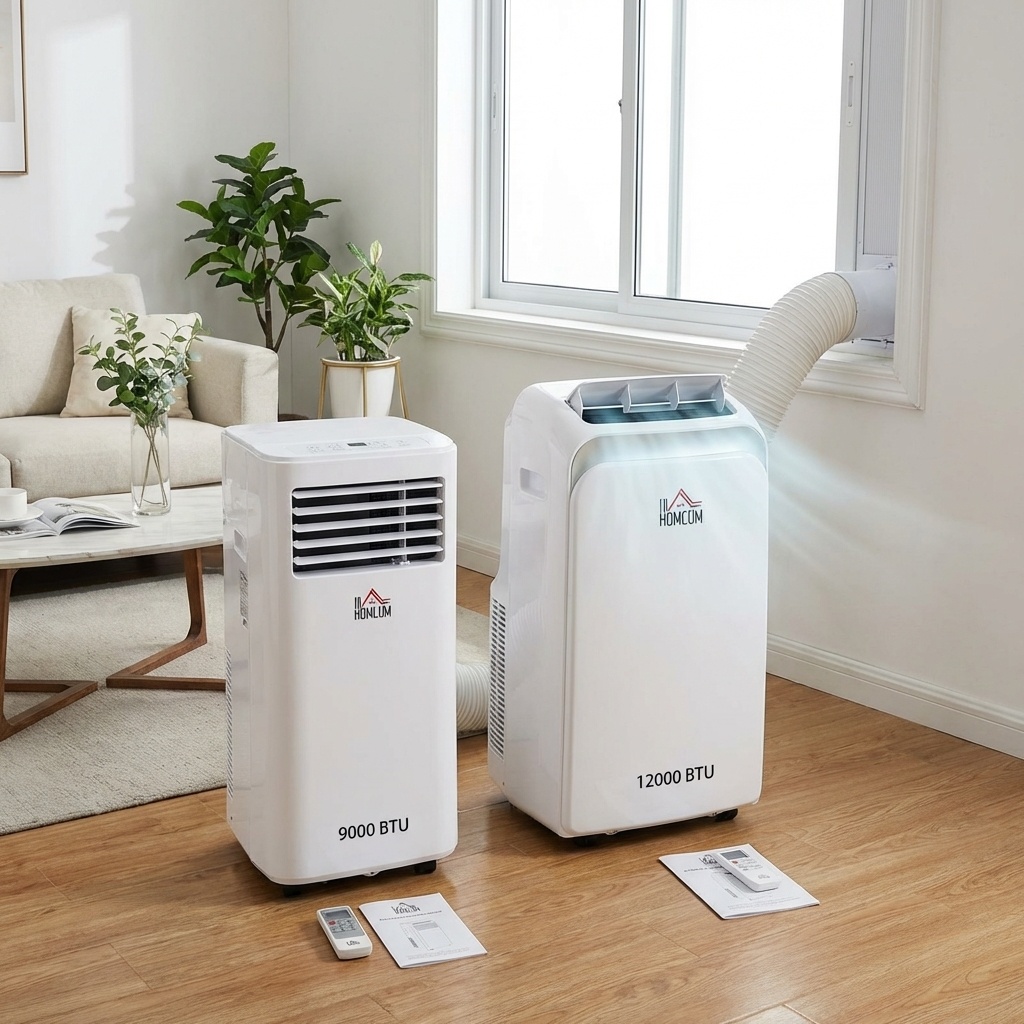 Wahl zwischen Größen wie HOMCOM 9000 BTU und HOMCOM 12000 BTU Klimaanlage Optionen