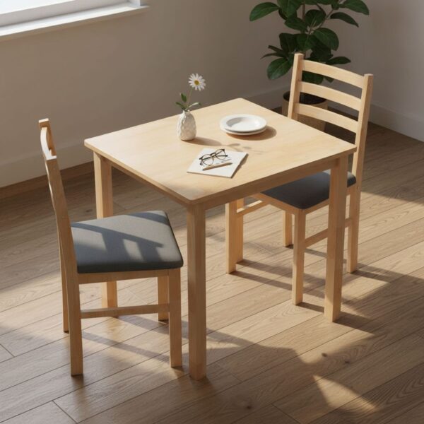 HOMCOM Essgruppe Holz 80 x 60 cm Esstisch mit 2 Stühlen Platzsparend Esszimmergruppe Sitzgruppe Rechteckig Küchentisch mit gepolsterten Essstühlen für kleine Raum
