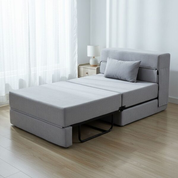 HOMCOM 3 In 1 Schlafsessel Klappbar Schlafsofa Mit Bettfunktion Verstellbarer Rückenlehne Kissen Gästebett In Flanelloptik Klappsessel Für Wohnzimmer Schlafzimmer 80 X 80 X 64 Cm Hellgrau
