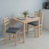HOMCOM Essgruppe Holz 80 x 60 cm Esstisch mit 2 Stühlen Platzsparend Esszimmergruppe Sitzgruppe Rechteckig Küchentisch mit gepolsterten Essstühlen für kleine Raum