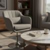 HOMCOM Sessel Wohnzimmer Loungesessel Relaxsessel mit Metallrahmen Lesesessel mit Leinenoptik