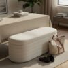 HOMCOM Sitzbank Mit Stauraum Polsterbank Mit Teddy-Fleece-Bezug Bettbank Mit Holzinnenrahmen