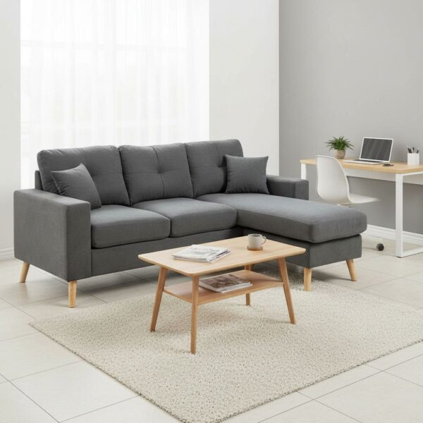 HOMCOM Ecksofa L-Form Sofa mit 3 Kissen