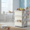 HOMCOM Schubladenschrank Für Kinder Mit Stauraum Aufbewahrungsboxen Spielzeug-Organizer Spielzeugkiste Drei Ebenen Für Kinderzimmer 3-6 Jahre Kindermöbel Cremeweiß 37 x 37 x 56,5 cm