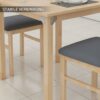 HOMCOM Essgruppe Holz 80 x 60 cm Esstisch mit 2 Stühlen Platzsparend Esszimmergruppe Sitzgruppe Rechteckig Küchentisch mit gepolsterten Essstühlen für kleine Raum