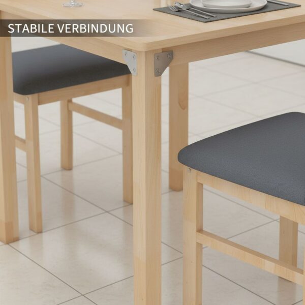 HOMCOM Essgruppe Holz 80 x 60 cm Esstisch mit 2 Stühlen Platzsparend Esszimmergruppe Sitzgruppe Rechteckig Küchentisch mit gepolsterten Essstühlen für kleine Raum