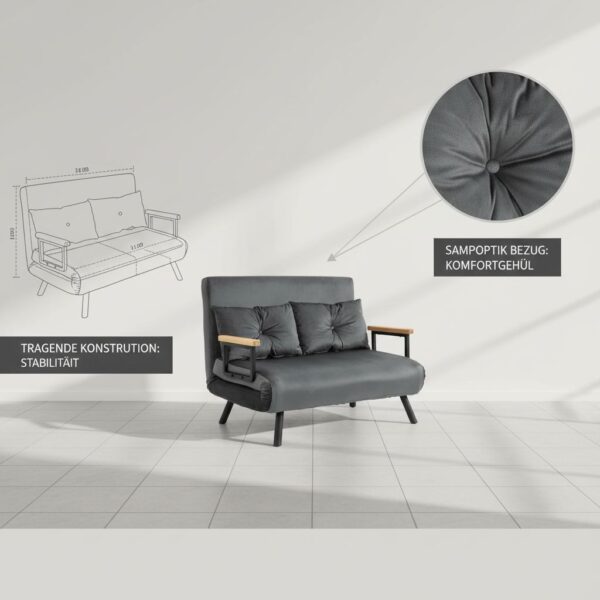 HOMCOM Schlafsofa 4 in 1 2 Sitzer Sofa mit Schlaffunktion