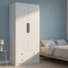 HOMCOM Kleiderschrank Mehrzweckschrank 2-türig mit Kleiderstange und 2 Schubladen Garderobenschrank für Schlafzimmer 79 x 43 x 180 cm Weiß