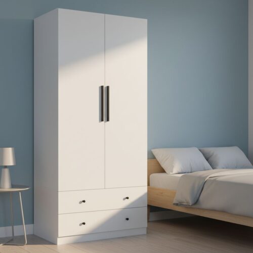 Überblick zum HOMCOM Kleiderschrank Mehrzweckschrank 2-türig mit Kleiderstange und 2 Schubladen Garderobenschrank für Schlafzimmer 79 x 43 x 180 cm Weiß HOMCOM Kleiderschrank Mehrzweckschrank 2-türig mit Kleiderstange und 2 Schubladen Garderobenschrank für Schlafzimmer 79 x 43 x 180 cm Weiß
