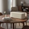 HOMCOM Sitzbank Mit Stauraum Polsterbank Mit Teddy-Fleece-Bezug Bettbank Mit Holzinnenrahmen