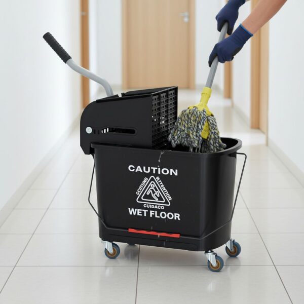 HOMCOM Putzwagen Reinigungswagen mit Wischmopp Presse
