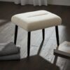 HOMCOM Sitzhocker Hocker mit weichem Sitzkissen Stahlbeinen Fußhocker mit Chenille-Stoff Polsterhocker Ottoman